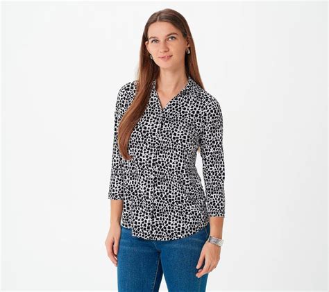 Susan Graver Printed Liquid Knit 3 4 Sleeve Shirt Casual