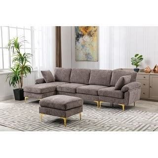 U Shape Reversible Sectional Sofa Set Living Room Accent Sofa With