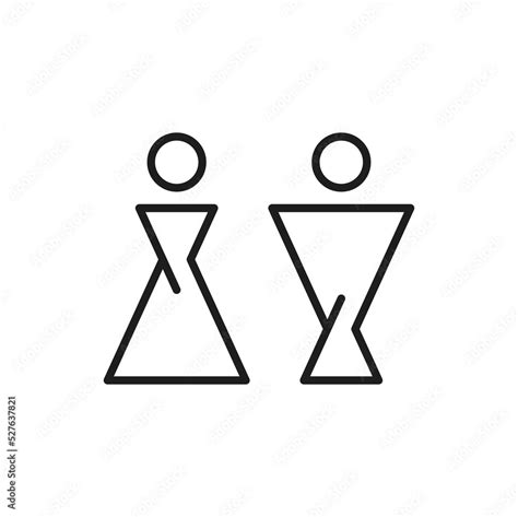 Man And Woman Couple Boy Or Girl Toilet Wc Emblem Outline Icon Vector