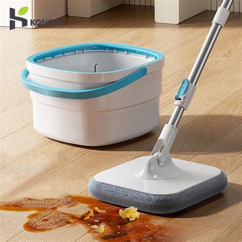 Flatbed Spin Mop And Bucket Set Clean Water Sewage Separation Mop Hands Free Squeeze Mop Floor