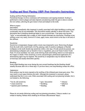 Scaling And Root Planing Post Op Instructions Pdf Fill Online