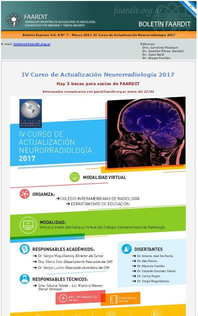 Boletín Express IV Curso de Actualización Neurorradiología 2017 Vol