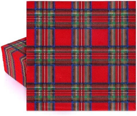 Amazon Whaline Pack Checkered Paper Napkins Red Plaid