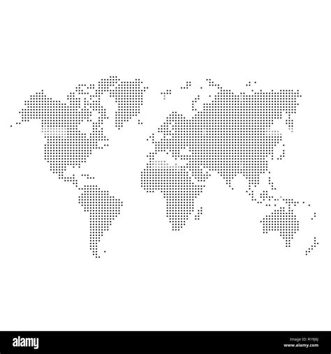 Nero Silhouette Punteggiata Di Mappa Del Mondo Isolati Su Sfondo Bianco