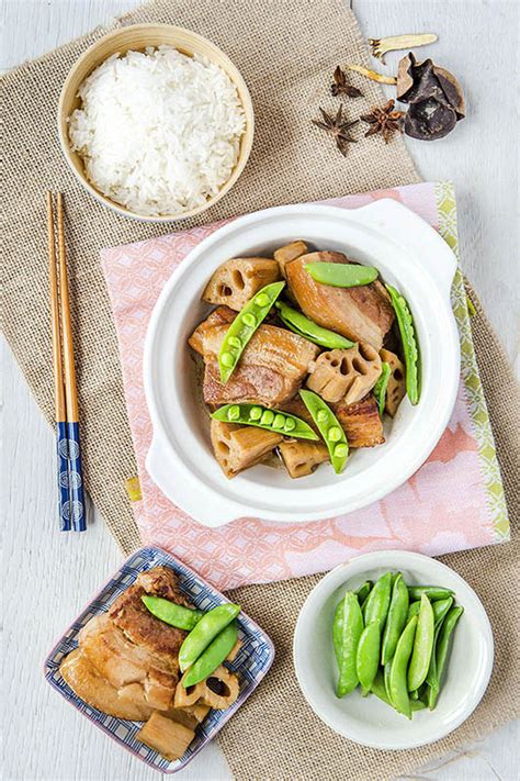 Red Cooked Pork Belly With Lotus Root Egg Wans Food Odyssey