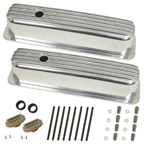 Cal Custom Valve Covers Aluminum Polished Tall Finned Chevy L