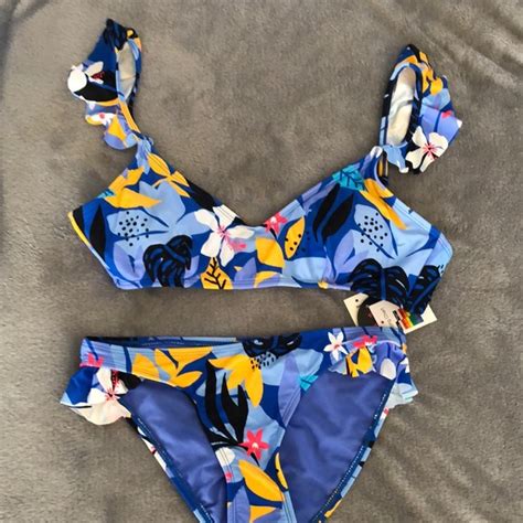 No Boundaries Swim Nwt Blue Floral Bikini Poshmark