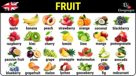 Fruit vocabulary in English with pictures | Fruits names list - YouTube