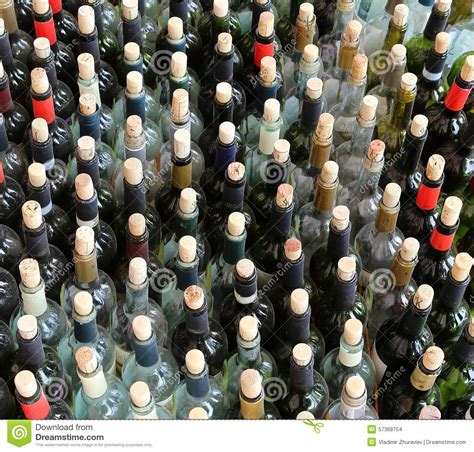 Very Much Stacked Up Wine Bottles With Corks Editorial Stock Image