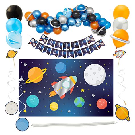 Piece Outer Space Birthday Party Decorations With Galaxy Backdrop