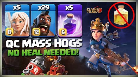 TH15 Queen Charge Hog Rider Crushing Defenses Th15 QC Mass Hogs Best