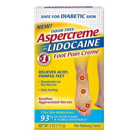 Aspercreme Lidocaine Foot Pain Creme Aggravated Nerve Odor Free Oz