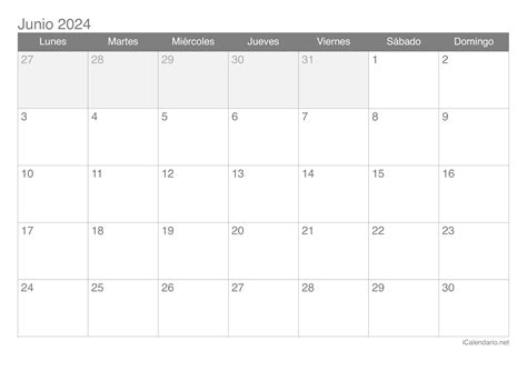 Calendario Junio 2024 Para Imprimir ICalendario Net