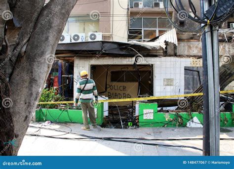 El Poste De La Polic a Fue Quemado Fotografía editorial Imagen de