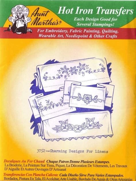 Amazon Charming Designs For Linens Aunt Martha S Hot Iron Embroidery Transfer