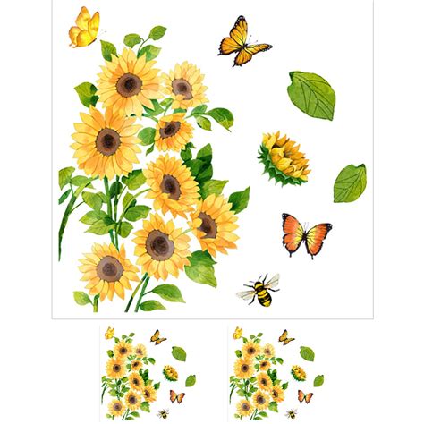 3 Sheets Of Toilet Stickers Sunflower Butterfly Toilet Seat Decal Adhesive Poster Mural