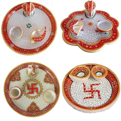 Mix Marble Puja Thali Handicraft Product Dimension 9 Inches At Rs 375