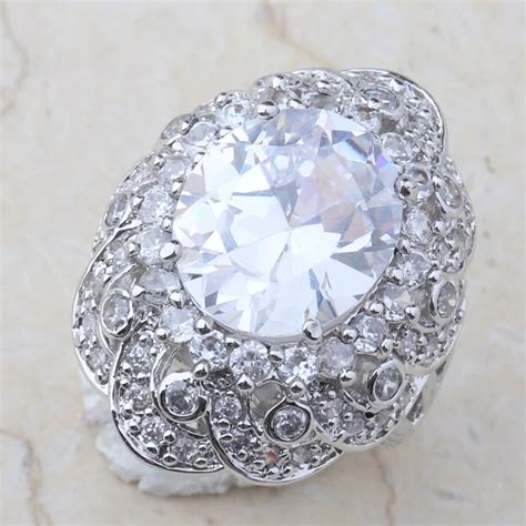 Aliexpress Buy Cluster White Crystal Zircon Sterling Silver