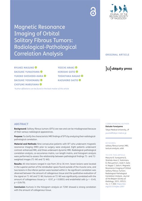 PDF Magnetic Resonance Imaging Of Orbital Solitary Fibrous Tumors