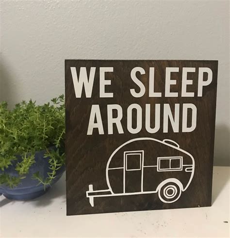 Funny Camping Sign We Sleep Around Funny Camper Decor Rv Sign Rustic