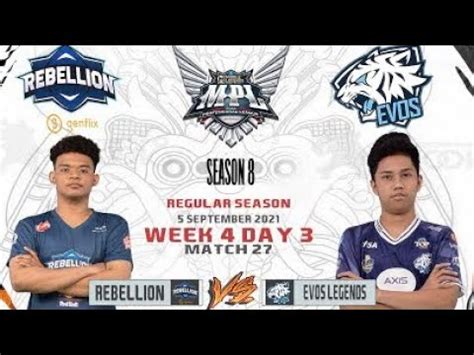 MPL ID Season 8 EVOS LEGENDS VS REBELLION GENFLIX Game 2 YouTube