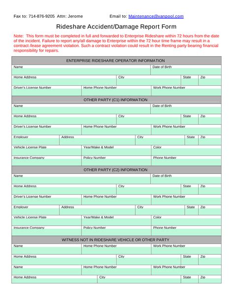 Rideshare AccidentDamage Report Form
