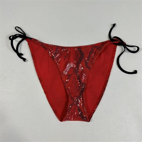 Playboy Women S Black And Red Bikini And Tankini Bottoms Depop