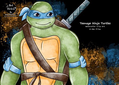 Teenage Mutant Ninja Turtles Watercolor Clipart Turtles PNG Etsy