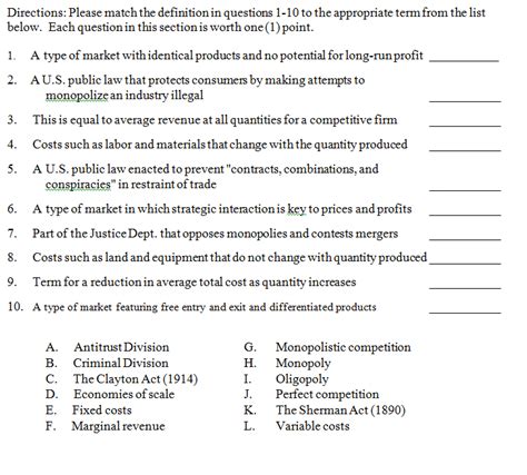 Solved Directions: Please match the definition in questions | Chegg.com 