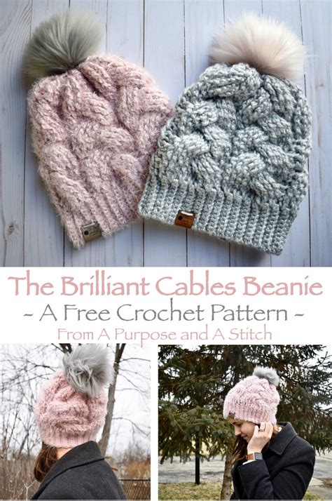 Brilliant Cables Beanie Free Crochet Pattern A Purpose And A Stitch