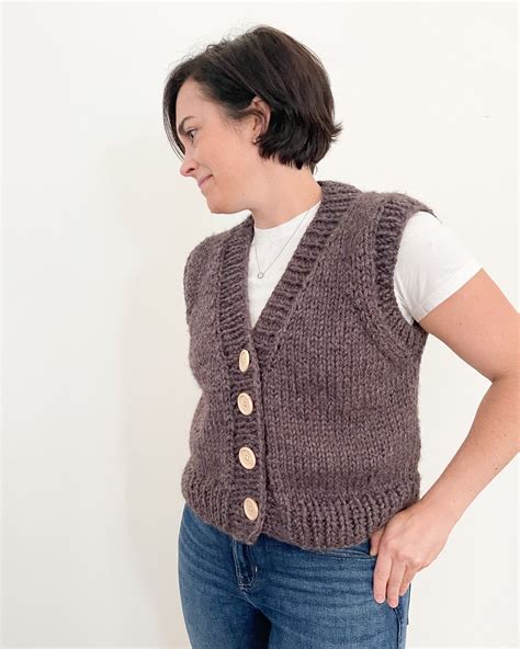 Easy Chunky V Neck Sweater Vest Knitting Pattern Tutorial Wildwood