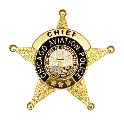 Chicago Department Of Aviation Police Star Lapel Pin Chief Chicago