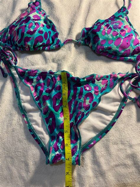 Bikini Set 2 Triangle Leopard Green Violet Print The Bikini Lab On Carousell