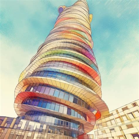 Un Edificio Colorido Con Muchas Ventanas Foto Premium