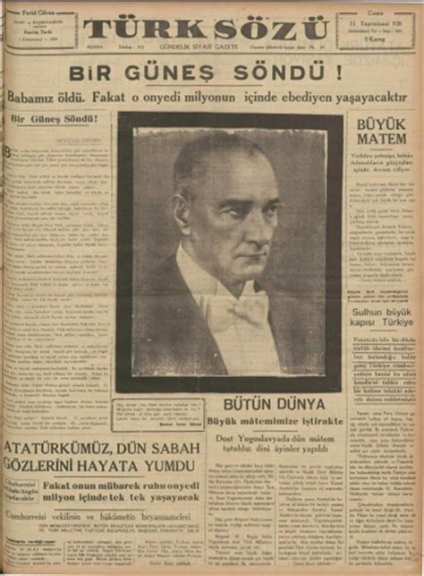 10 Kasım 1938 gazete manşetleri Gazeteler Atatürkün ölümünü bakın