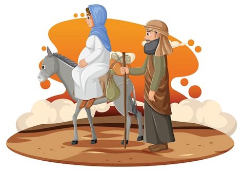 Premium Vector | Journey of mary and joseph to bethlehem