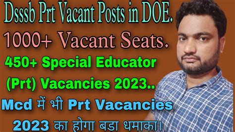 Dsssb Prt Vacant Posts 2023 In DOE Mcd Prt Recruitments 2023 450