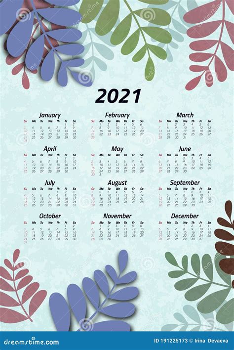 Creative Art Calendar 2021 12 Months Bright Design Flyer Brochure