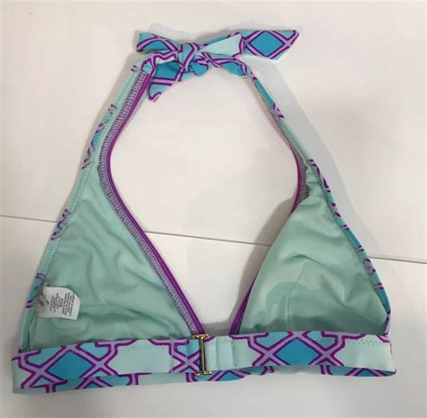 Cremieux Blue Purple Two Piece Bikini Swimsuit Sz S Triangle Top Sz L