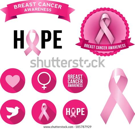 Breast Cancer Awareness Icons 2 Set Stock Vector Royalty Free 185787929 Shutterstock