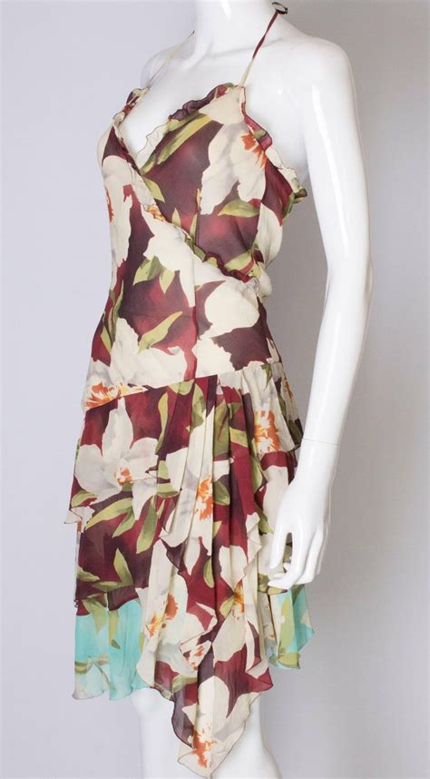 A Vintage Cacharel 1990s Floral Print Silk Dress For Sale At 1stdibs