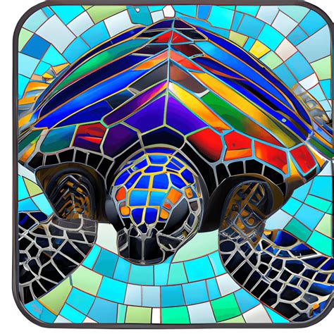 Stained Glass Sea Turtle Swimming In Water · Creative Fabrica