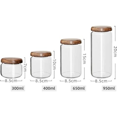 Boîte De Rangement Hermétique En Verre Avec Couvercle En Bois Bocal