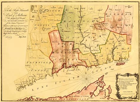 Historic Revolutionary War Map - Connecticut Colony - Park 1766 - 23 x