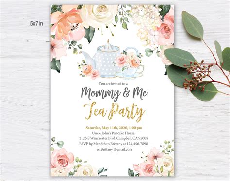 Mother S Day Invitation 5x7in 4x6in Mommy And Me Tea Party