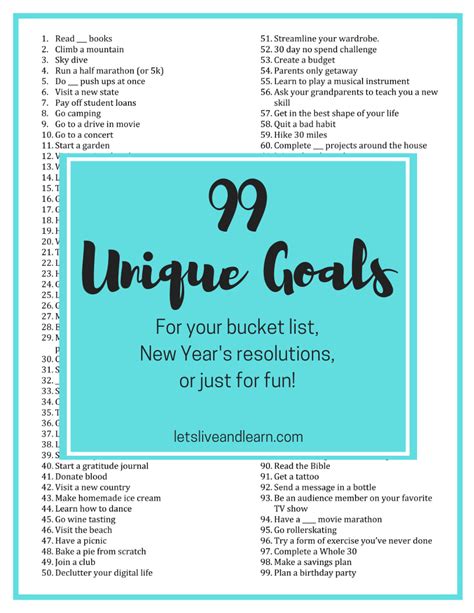 100 Unique Ideas for Your New Year's Resolutions