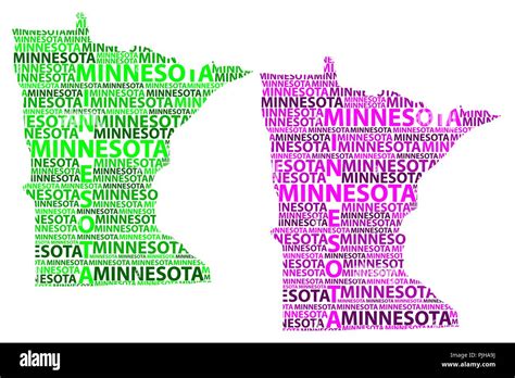 Sketch Minnesota (United States of America) letter text map, Minnesota ...