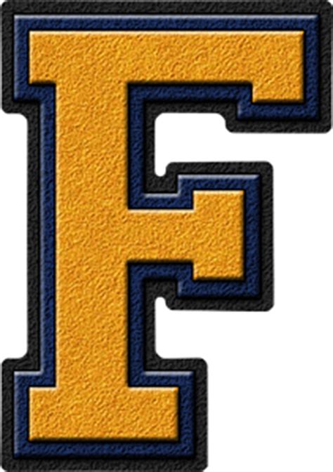 Presentation Alphabets Gold Navy Blue Varsity Letter F