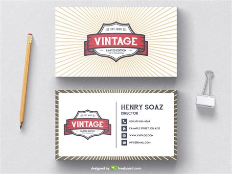 Vintage style business card template | Freebcard