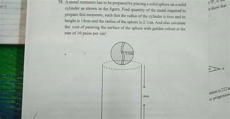 A Metal Memento Has To Be Prepared By Placing A Solid Sphere On A Sol